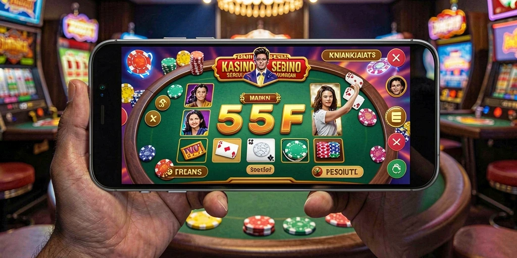 Gameplay seru 555F dengan grafis Kasino yang menawan.