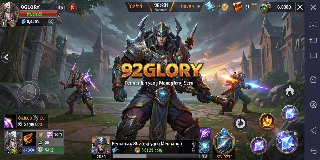 Screenshot gameplay 92GLORY menampilkan pertempuran strategi yang epik.
