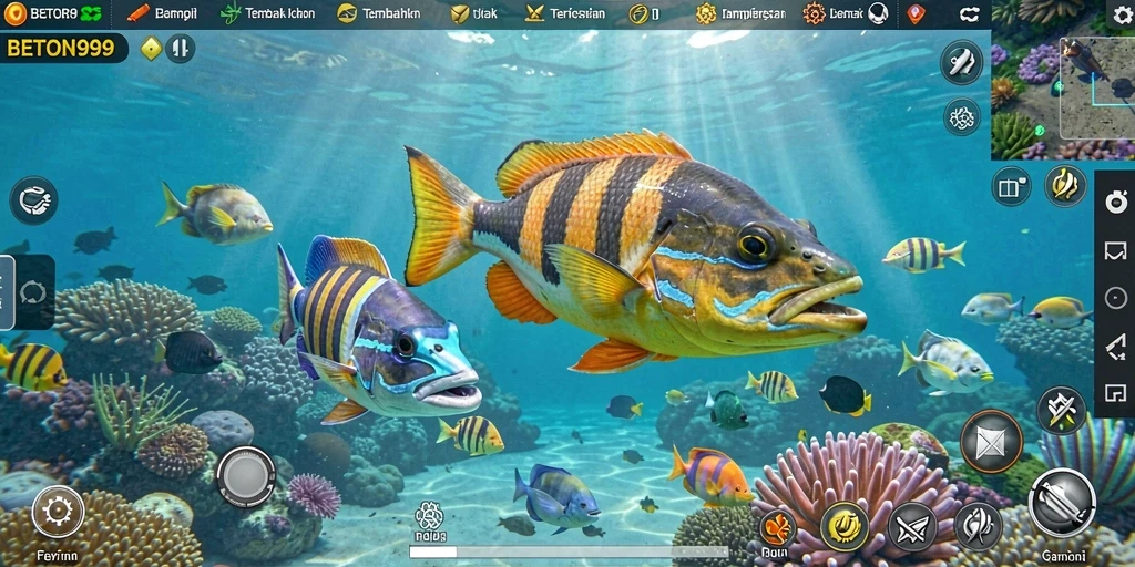 Screenshot BETON999 menampilkan aksi seru dalam permainan Tembak Ikan.