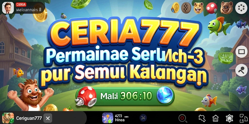 Tampilan seru dari permainan Match-3 CERIA777 dengan grafik warna-warni.
