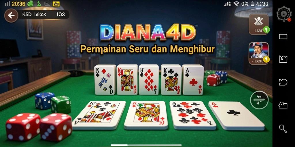 Tampilan gameplay seru dari DIANA4D dengan kartu domino.