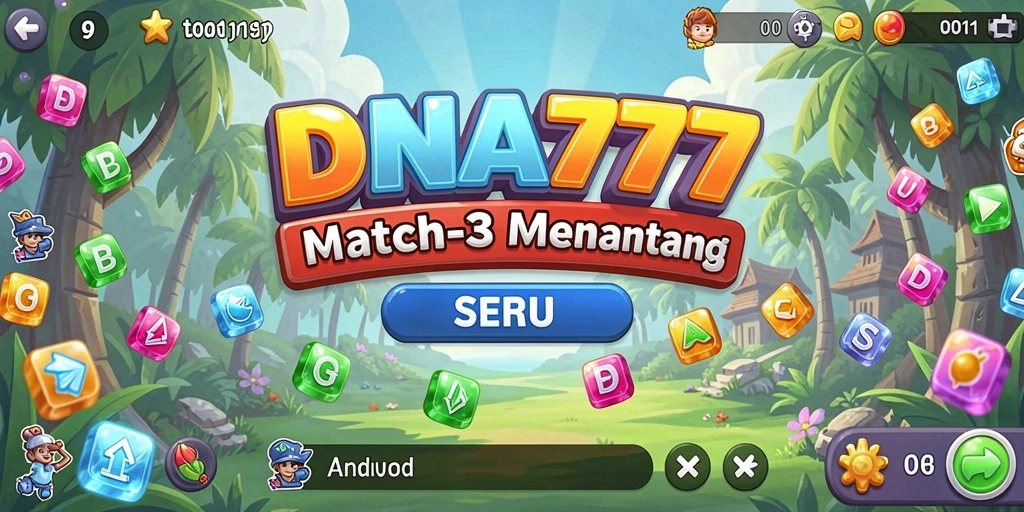 Screenshot DNA777 menampilkan gameplay Match-3 yang menantang dan menyenangkan.