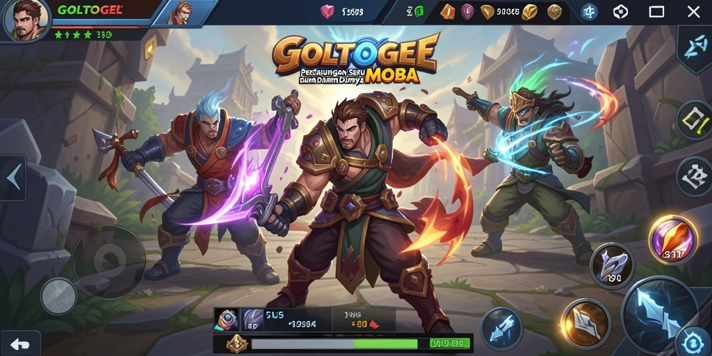 Tampilan pertarungan seru dalam permainan GOLTOGEL MOBA.