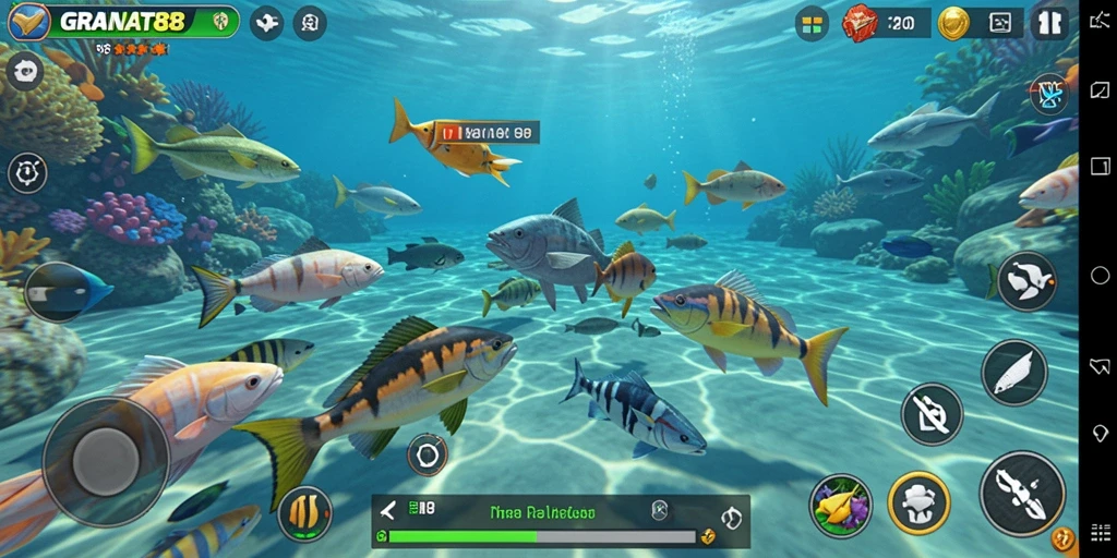Tampilan gameplay seru dari GRANAT88 saat menembak ikan.