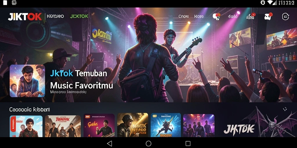 Tampilan antarmuka utama JKTOK dengan pilihan lagu menarik.