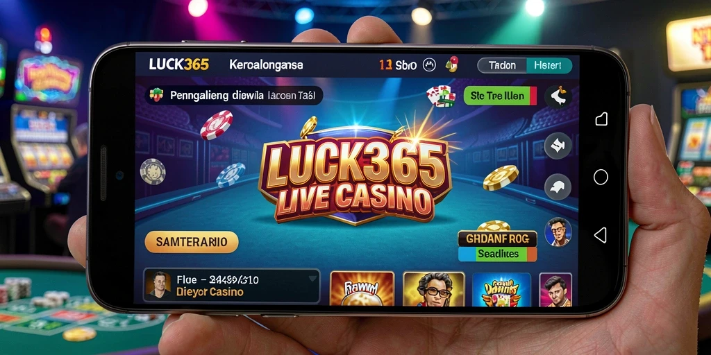 Screenshot gameplay LUCK365 yang menampilkan dealer dan pemain interaktif.