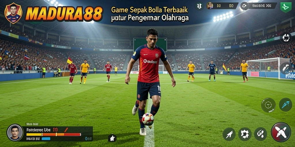 Tampilan gameplay MADURA88 dengan aksi sepak bola yang seru.