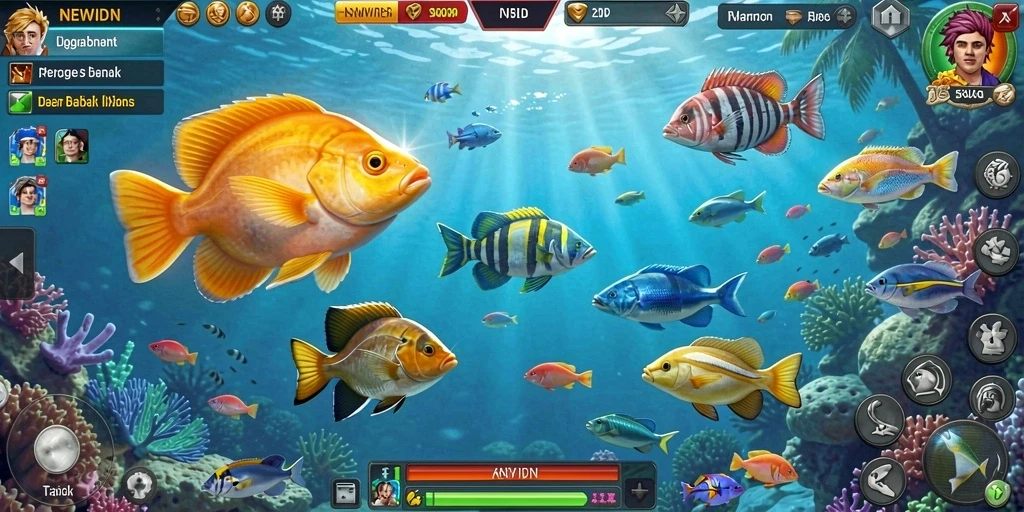 Gameplay seru dari NEWIDN menampilkan aksi menembak ikan.