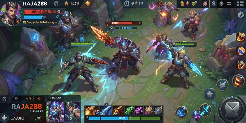 Screenshot gameplay RAJA288 dengan aksi pertempuran yang mengesankan.