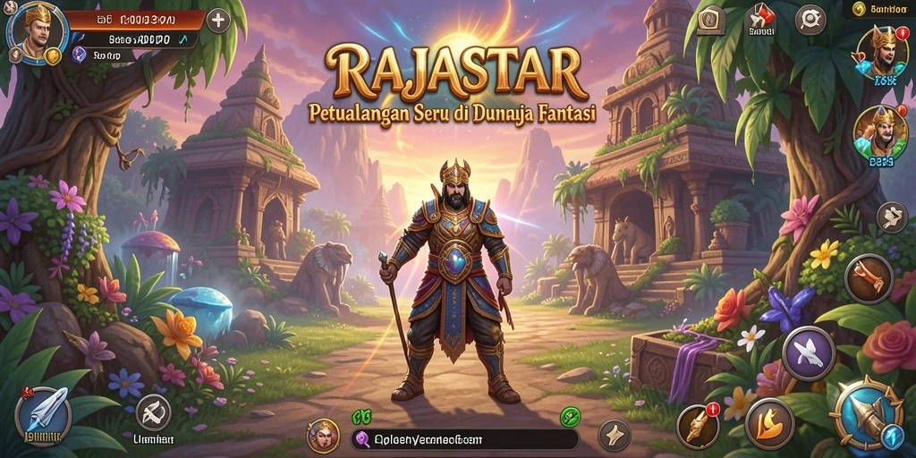 Screenshot menampilkan karakter utama dalam aksi menjelajahi dunia RAJASTAR.