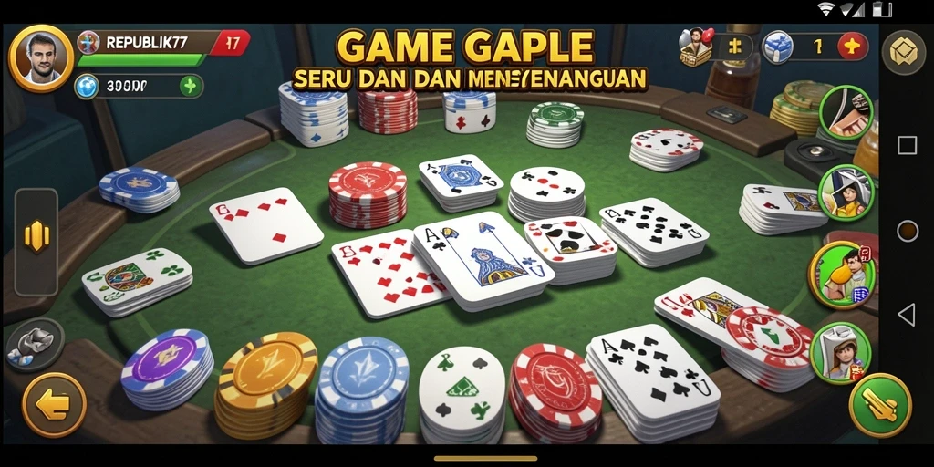 Tampilan gameplay seru dari REPUBLIK77 dengan fitur Gaple menarik.