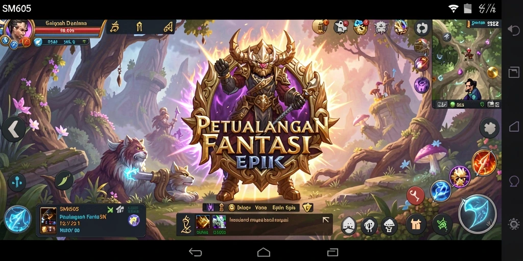 Tampilan gameplay SM605 dengan pertempuran RPG yang menegangkan.