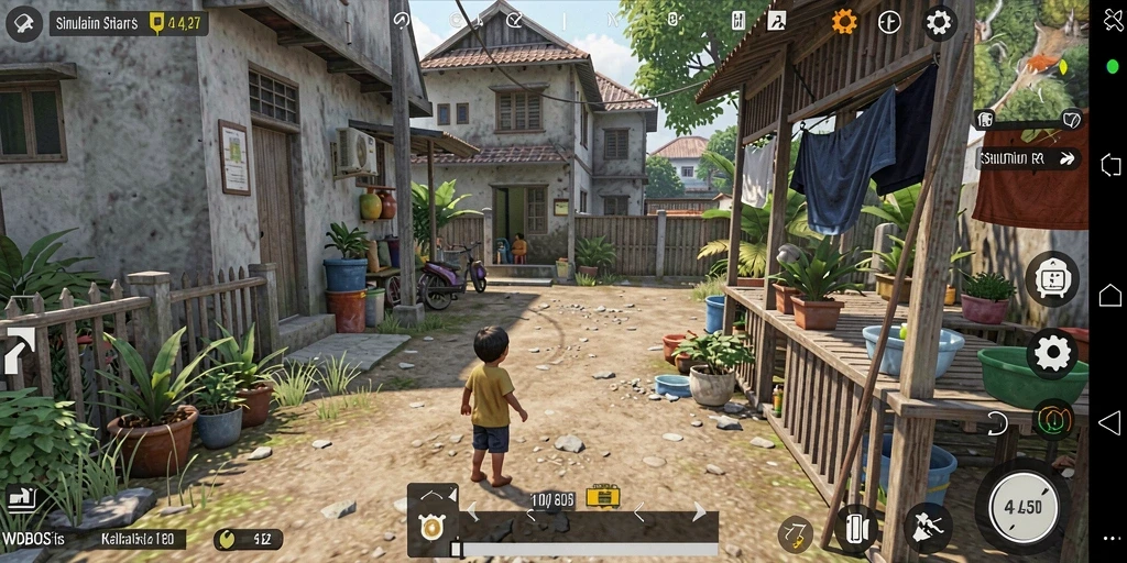 Tampilan dinamis gameplay WDBOS dalam simulasi kehidupan sehari-hari.