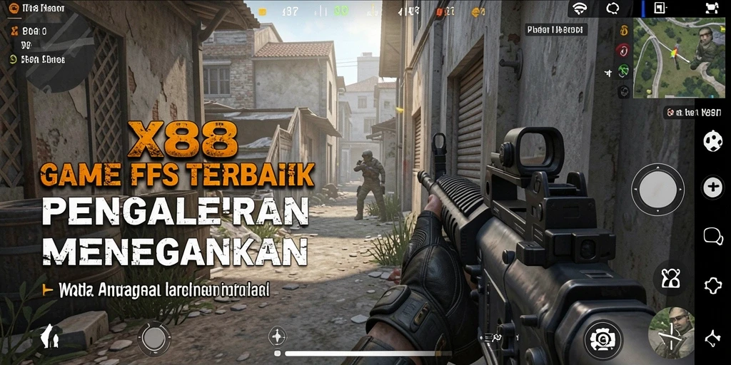 Tampilan gameplay X88 dengan aksi tembak-menembak mendebarkan.