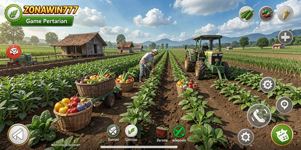 Gameplay ZONAWIN777 yang seru dengan aktivitas pertanian.